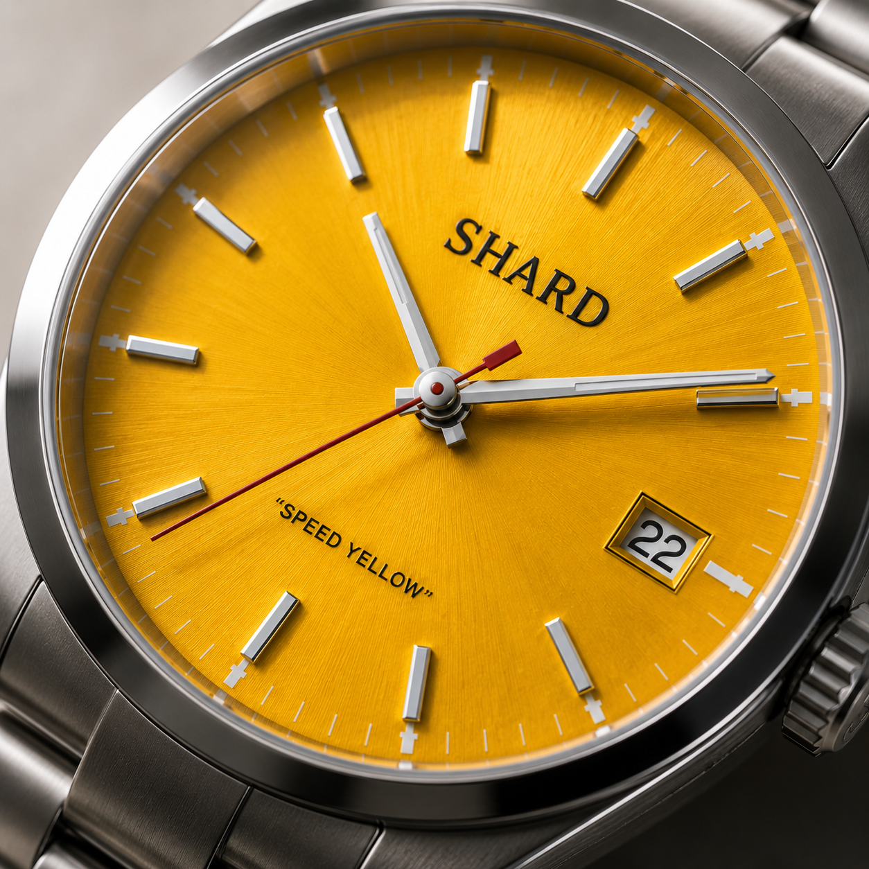Macro shot of the Shard Sport dial